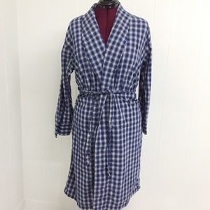 S / M NAUTICA Blue and White Plaid Cotton Robe